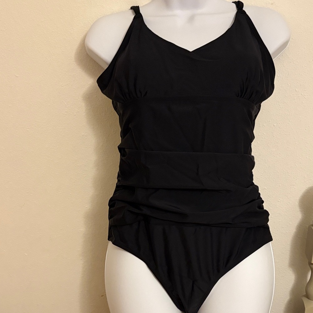 Black One-Piece Swimsuit. Removable pads and adjustable straps. NWOT